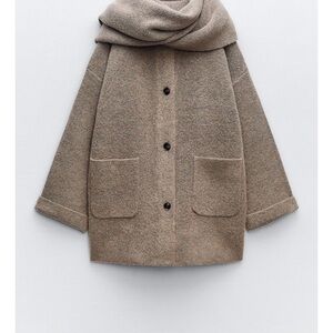 Zara shirt knit coat with scarf